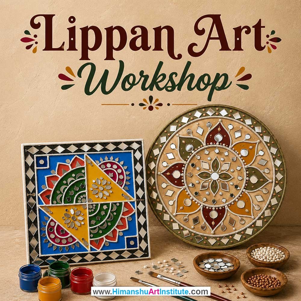 Lippan Art Workshop for Foreigners Lippan Art Workshop for Foreigners, Lippan Art Workshop for Foreigners in Delhi, Online Lippan Art Workshop for Foreigners, Indian Folk Art Classes for Foreigners, Indian Art Workshop for Foreigners, Himanshu Art Institute