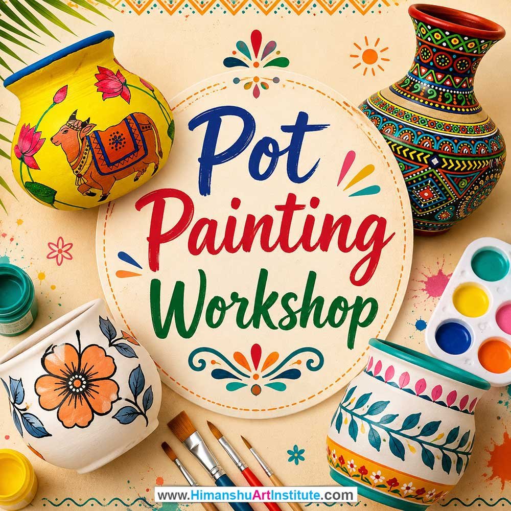 Pot Painting Workshop for Foreigners Pot Painting Workshop for Foreigners, Pot Painting Workshop for Foreigners in Delhi, Online Pot Painting Workshop for Foreigners, Indian Folk Art Classes for Foreigners, Indian Art Workshop for Foreigners, Himanshu Art Institute