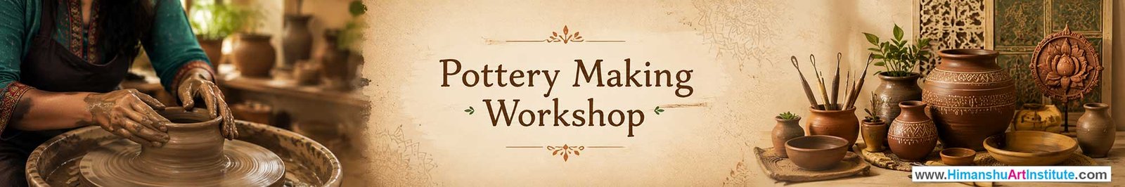 Pottery Making Workshop for Foreigners, Pottery Making Workshop for Foreigners in Delhi, Online Pottery Making Workshop for Foreigners, Indian Folk Art Classes for Foreigners, Indian Art Workshop for Foreigners, Himanshu Art Institute