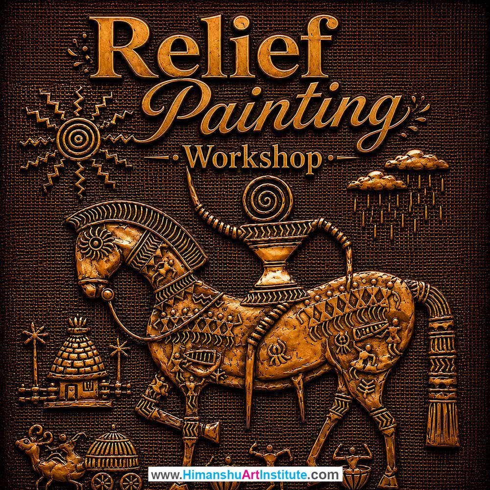 Relief Painting Workshop for Foreigners Relief Painting Workshop for Foreigners, Relief Painting Workshop for Foreigners in Delhi, Online Relief Painting Workshop for Foreigners, Indian Folk Art Classes for Foreigners, Indian Art Workshop for Foreigners, Himanshu Art Institute