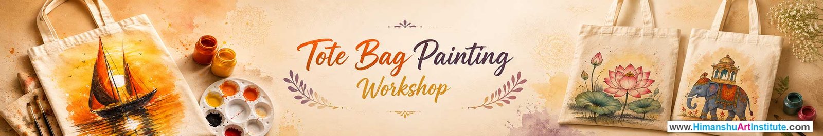 Tote Bag Painting Workshop for Foreigners, Tote Bag Painting Workshop for Foreigners in Delhi, Online Tote Bag Painting Workshop for Foreigners, Indian Folk Art Classes for Foreigners, Indian Art Workshop for Foreigners, Himanshu Art Institute