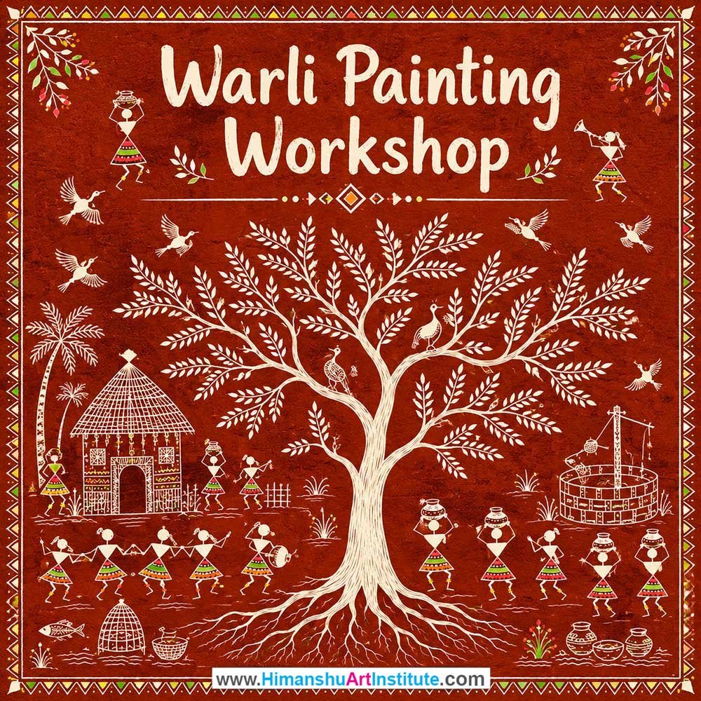 Warli Painting Workshop for Foreigners Warli Painting Workshop for Foreigners, Warli Painting Workshop for Foreigners in Delhi, Online Warli Painting Workshop for Foreigners, Indian Folk Art Classes for Foreigners, Indian Art Workshop for Foreigners, Himanshu Art Institute
