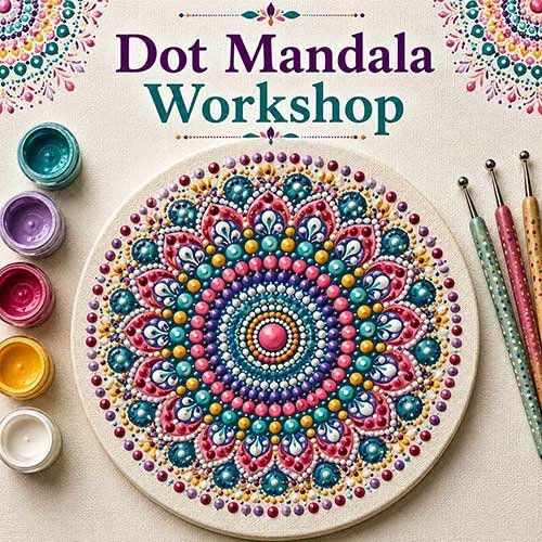 Dot Mandala Workshop for Foreigner, Online Dot Mandala Workshop for Foreigner, Dot Mandala Workshop, Art & Craft Workshops for Foreigner, Best Dot Mandala Workshop for Foreigner in Delhi, India, Himanshu Art Institute