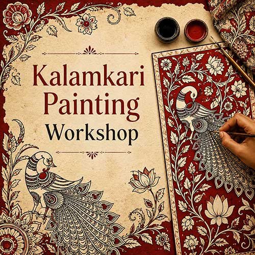 Kalamkari Painting Workshop for Foreigner, Online Kalamkari Painting Workshop for Foreigner, Kalamkari Painting Workshop, Art & Craft Workshops for Foreigner, Best Kalamkari Painting Workshop for Foreigner in Delhi, India, Himanshu Art Institute