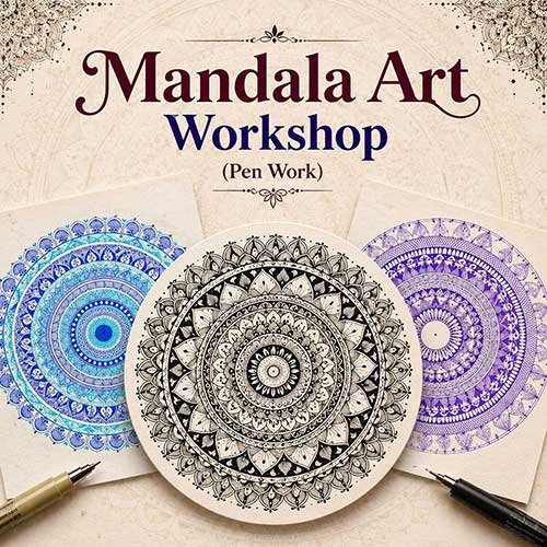 Mandala Art Workshop for Foreigner, Online Mandala Art Workshop for Foreigner, Mandala Art Workshop, Art & Craft Workshops for Foreigner, Best Mandala Art Workshop for Foreigner in Delhi, India, Himanshu Art Institute