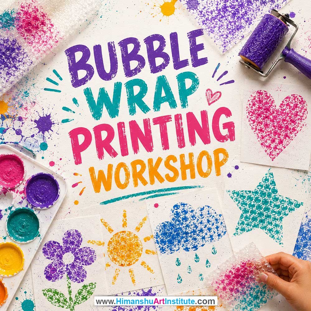 Bubble Wrap Printing Workshop for Kids and Children Bubble Wrap Printing Workshop for Kids and Children in Delhi, Online Bubble Wrap Printing Workshp for Kds, Best Art & Craft Workshop for Children near Me