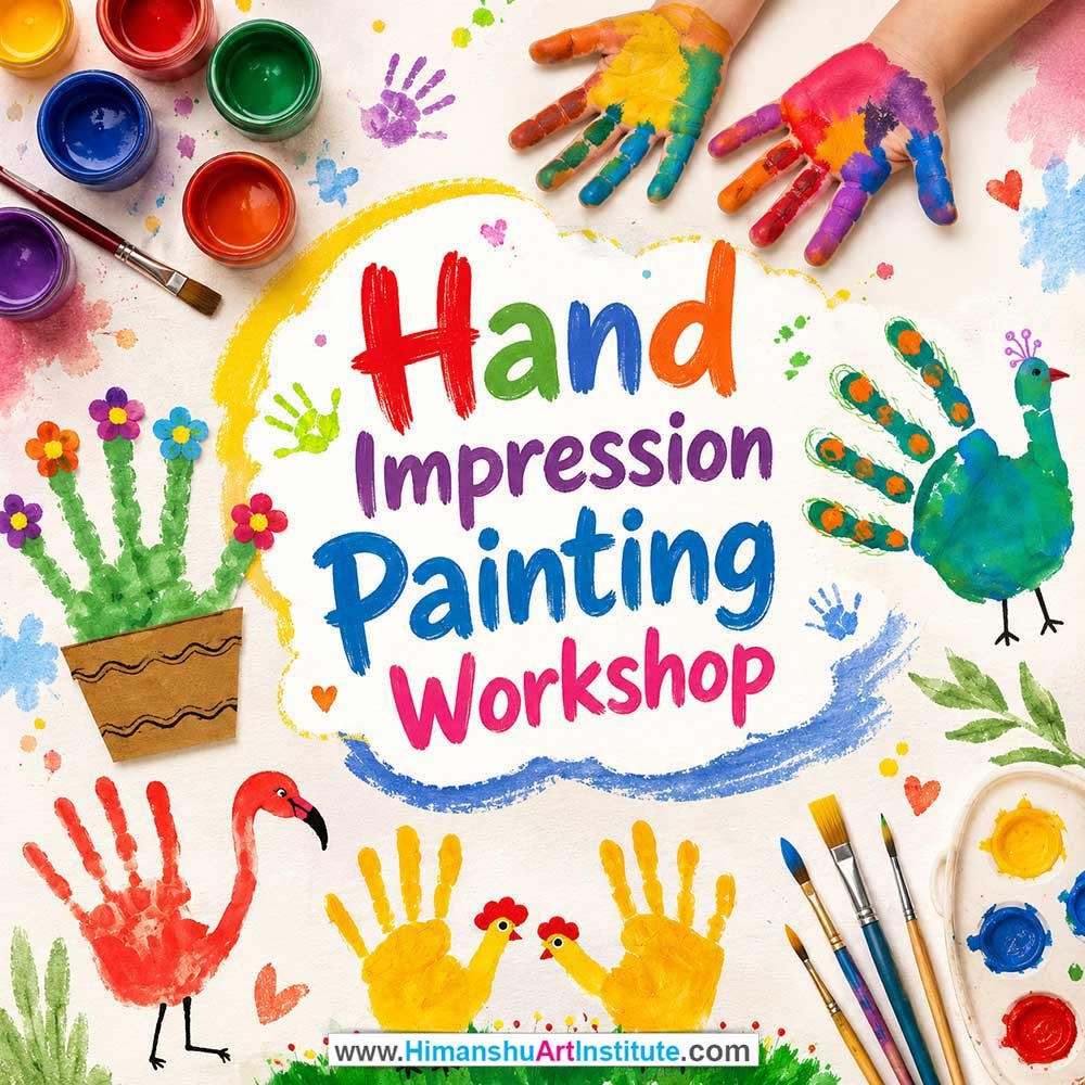 Hand Impression Painting Workshop for Kids and Children Hand Impression Painting Workshop for Kids and Children in Delhi, Online Hand Impression Painting Workshp for Kds, Best Art & Craft Workshop for Children near Me