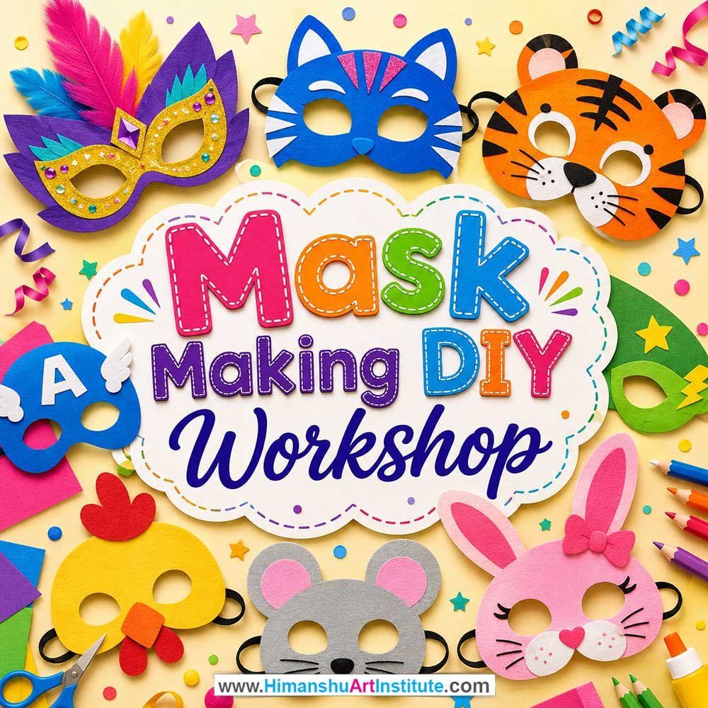 Mask Making DIY Workshop for Kids and Children Mask Making DIY Workshop for Kids and Children in Delhi, Online Mask Making DIY Workshp for Kds, Best Art & Craft Workshop for Children near Me