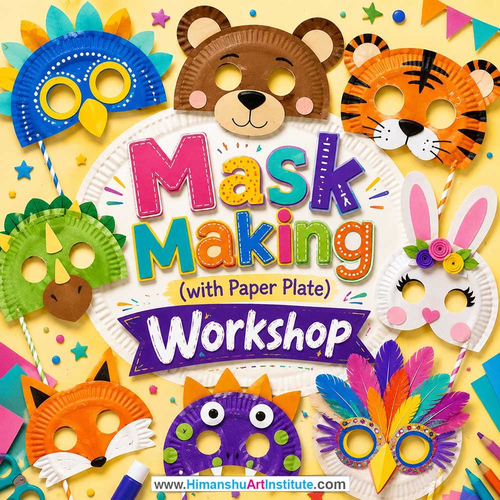 Mask Making - Paper Plate Workshop for Kids and Children in Delhi, Online Mask Making - Paper Plate Workshp for Kds, Best Art & Craft Workshop for Children near Me