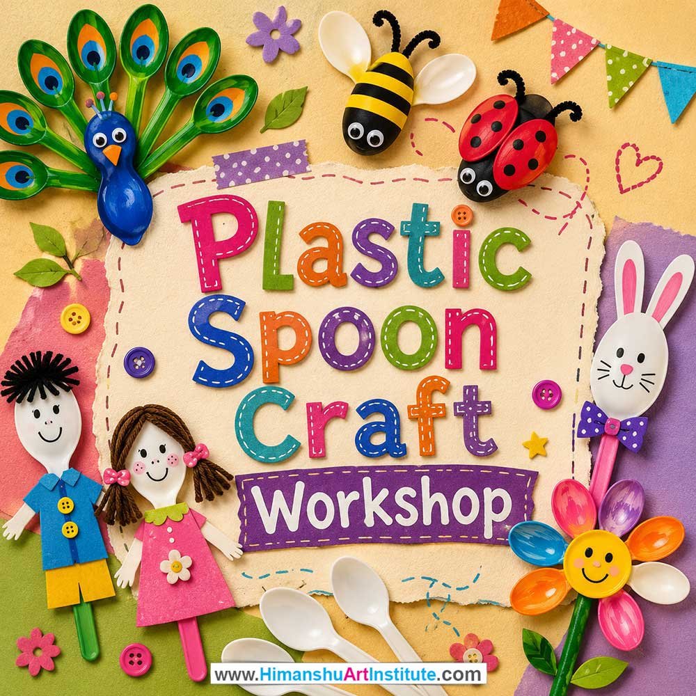 Plastic Spoon Craft Workshop for Kids and Children in Delhi, Online Plastic Spoon Craft Workshp for Kds, Best Art & Craft Workshop for Children near Me