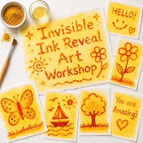 Online Invisible Ink Reveal Workshop, Invisible Ink Reveal Workshop for Kids, Invisible Ink Reveal Workshop Near Me for Children, Art & Craft Workshops for Kids, Art & Craft Activities for Children, Best Invisible Ink Reveal Workshop for Kids in Delhi, India, Himanshu Art Institute