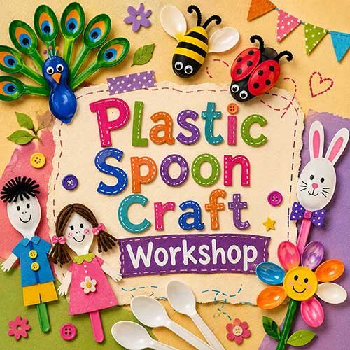 Online Plastic Spoon Craft Workshop, Plastic Spoon Craft Workshop for Kids, Plastic Spoon Craft Workshop Near Me for Children, Art & Craft Workshops for Kids, Art & Craft Activities for Children, Best Plastic Spoon Craft Workshop for Kids in Delhi, India, Himanshu Art Institute