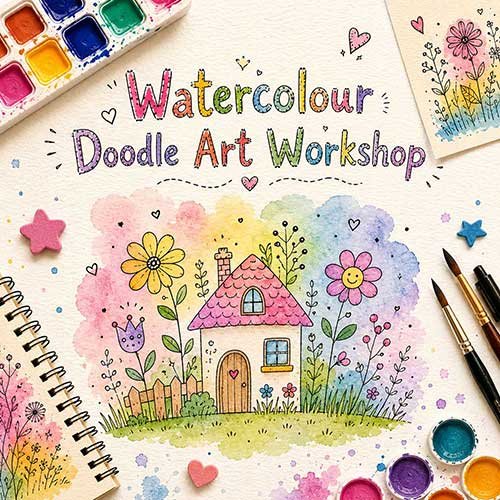 Online Watercolour Doodle Art Workshop, Watercolour Doodle Art Workshop for Kids, Watercolour Doodle Art Workshop Near Me for Children, Art & Craft Workshops for Kids, Art & Craft Activities for Children, Best Watercolour Doodle Art Workshop for Kids in Delhi, India, Himanshu Art Institute