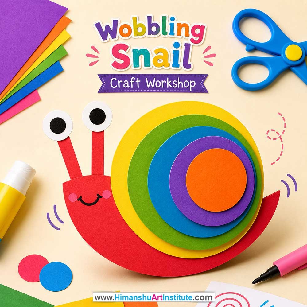 Wobbling Snail Craft Workshop for Kids and Children Wobbling Snail Craft Workshop for Kids and Children in Delhi, Online Wobbling Snail Craft Workshp for Kds, Best Art & Craft Workshop for Children near Me