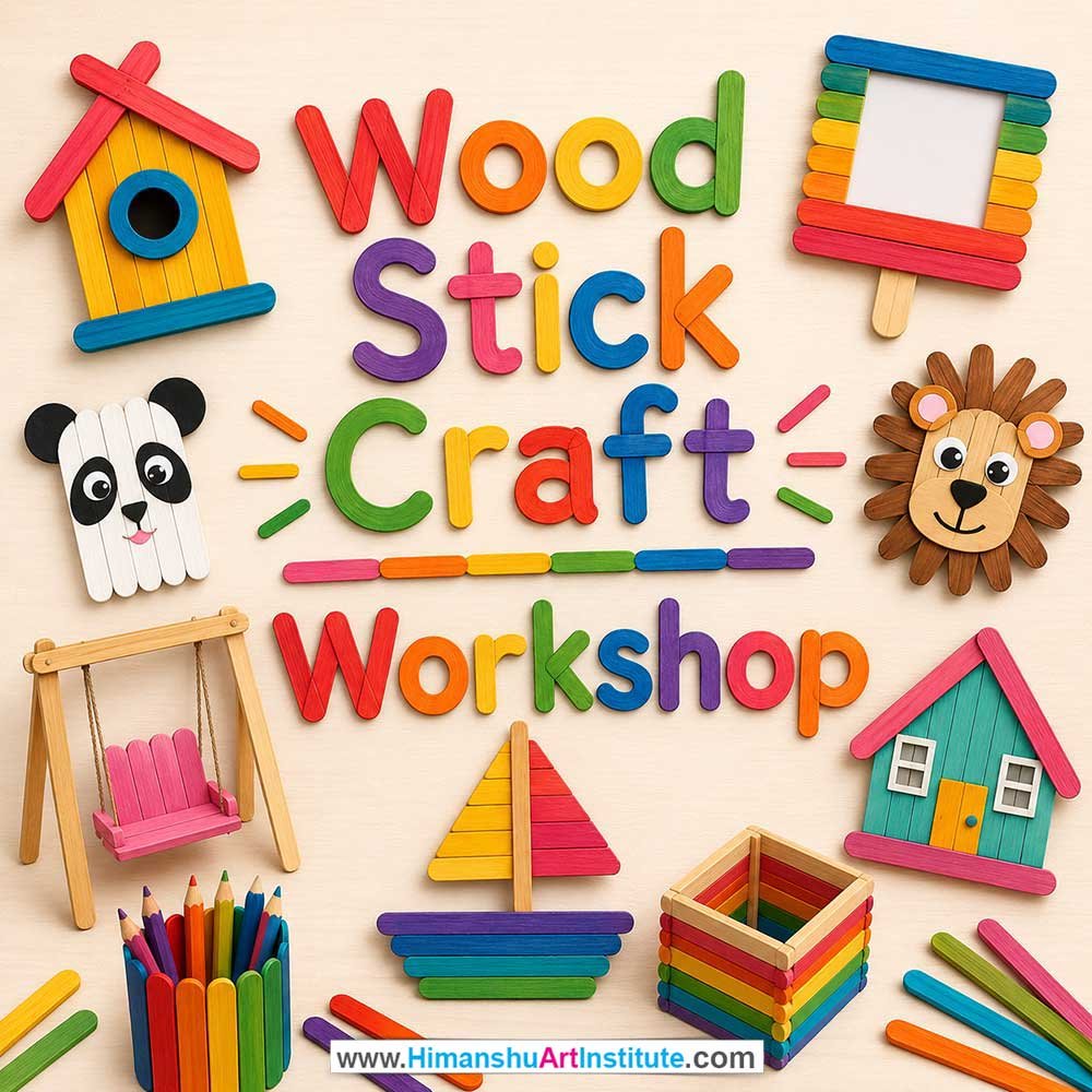 Wood Stick Craft Workshop for Kids and Children Wood Stick Craft Workshop for Kids and Children in Delhi, Online Wood Stick Craft Workshp for Kds, Best Art & Craft Workshop for Children near Me