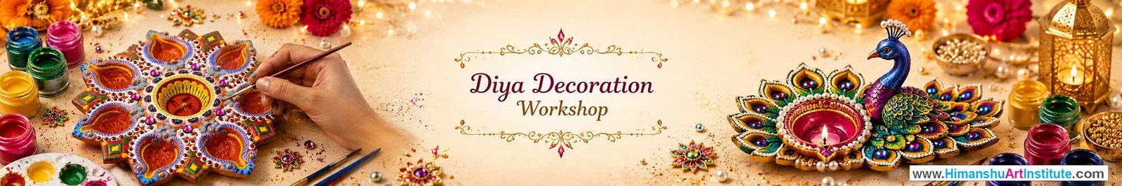 Diya Decoration Workshop for Women, Diya Decoration Workshop for Ladies, Diya Decoration Workshop for Girls in Delhi, Online Diya Decoration Workshop for Women, Diya Decoration Workshop Near Me, Art & Craft Workshop for Women, Himanshu Art Institute