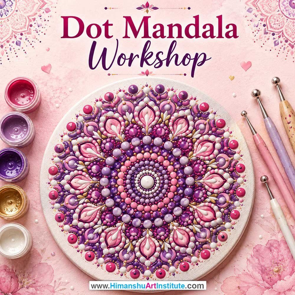 Dot Mandala Workshop for Women Dot Mandala Workshop Women in Delhi, Dot Mandala Workshop for Ladies in Delhi, Dot Mandala Workshop for Girls in Delhi, Online Dot Mandala Workshp for Women, Best Art & Craft Workshop for Ladies near Me
