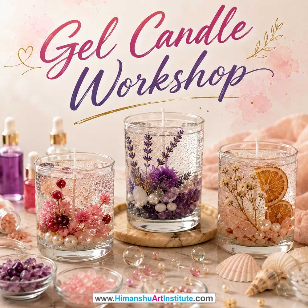 Gel Candle Workshop Women in Delhi, Gel Candle Workshop for Ladies in Delhi, Gel Candle Workshop for Girls in Delhi, Online Gel Candle Workshp for Women, Best Art & Craft Workshop for Ladies near Me