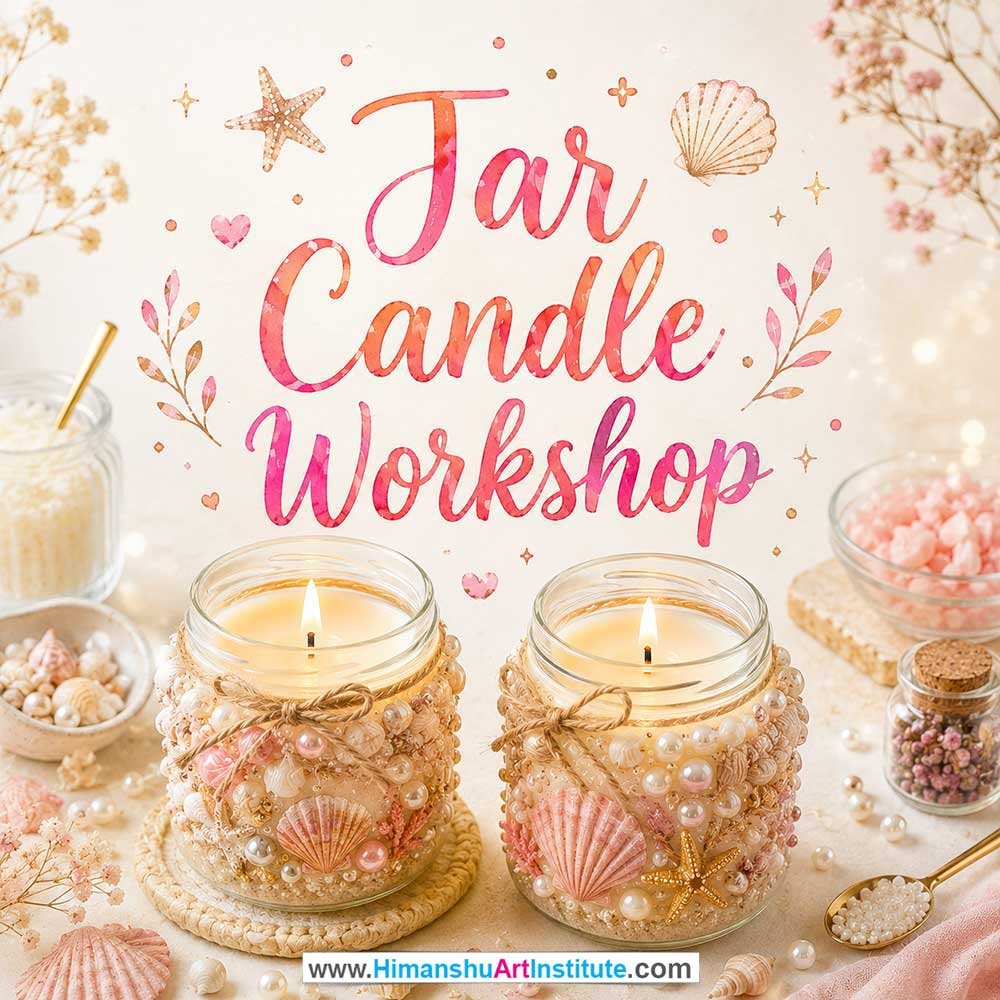 Jar Candle Workshop for Women Jar Candle Workshop Women in Delhi, Jar Candle Workshop for Ladies in Delhi, Jar Candle Workshop for Girls in Delhi, Online Jar Candle Workshp for Women, Best Art & Craft Workshop for Ladies near Me