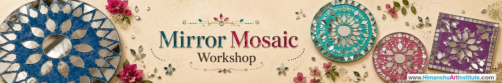 Mirror Mosaic Workshop for Women, Mirror Mosaic Workshop for Ladies, Mirror Mosaic Workshop for Girls in Delhi, Online Mirror Mosaic Workshop for Women, Mirror Mosaic Workshop Near Me, Art & Craft Workshop for Women, Himanshu Art Institute