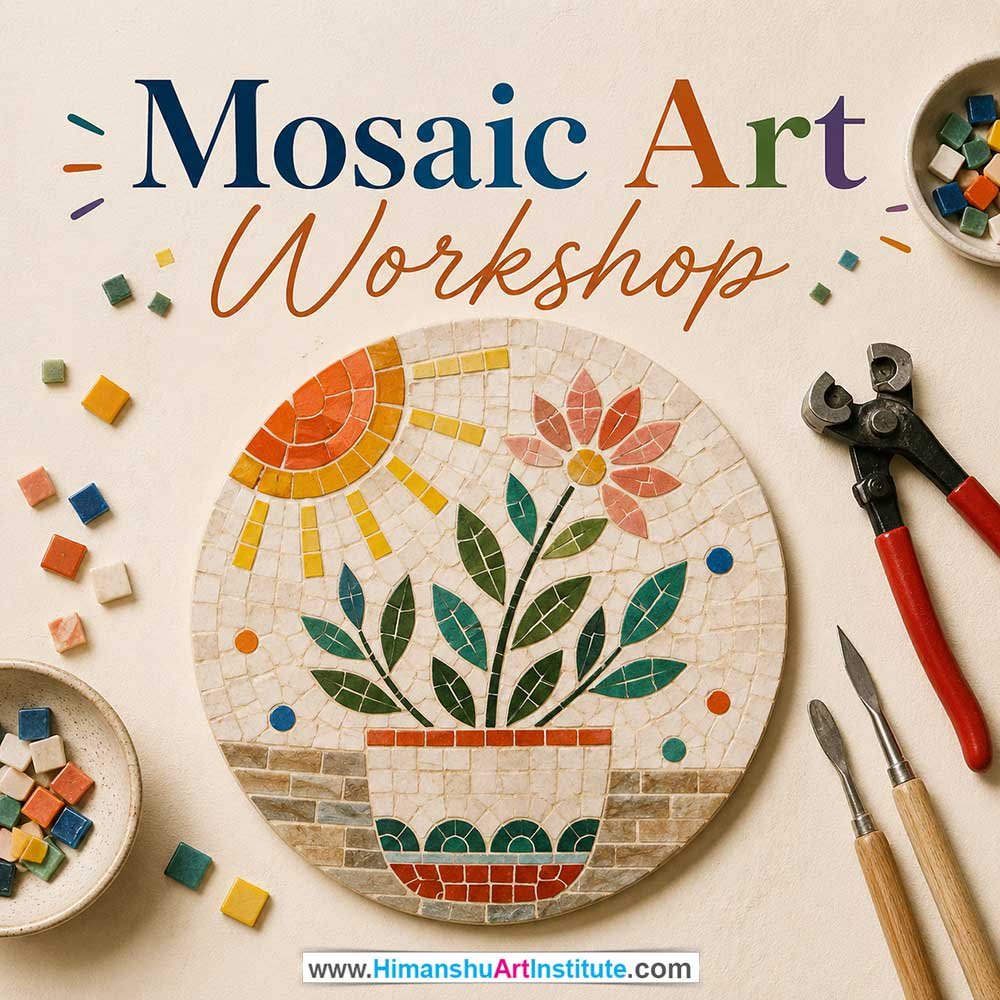 Mosaic Art Workshop for Women Mosaic Art Workshop Women in Delhi, Mosaic Art Workshop for Ladies in Delhi, Mosaic Art Workshop for Girls in Delhi, Online Mosaic Art Workshp for Women, Best Art & Craft Workshop for Ladies near Me