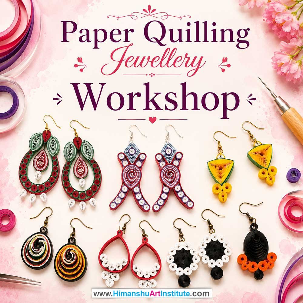 Paper Quilling Jewellery Workshop Women in Delhi, Paper Quilling Jewellery Workshop for Ladies in Delhi, Paper Quilling Jewellery Workshop for Girls in Delhi, Online Paper Quilling Jewellery Workshp for Women, Best Art & Craft Workshop for Ladies near Me