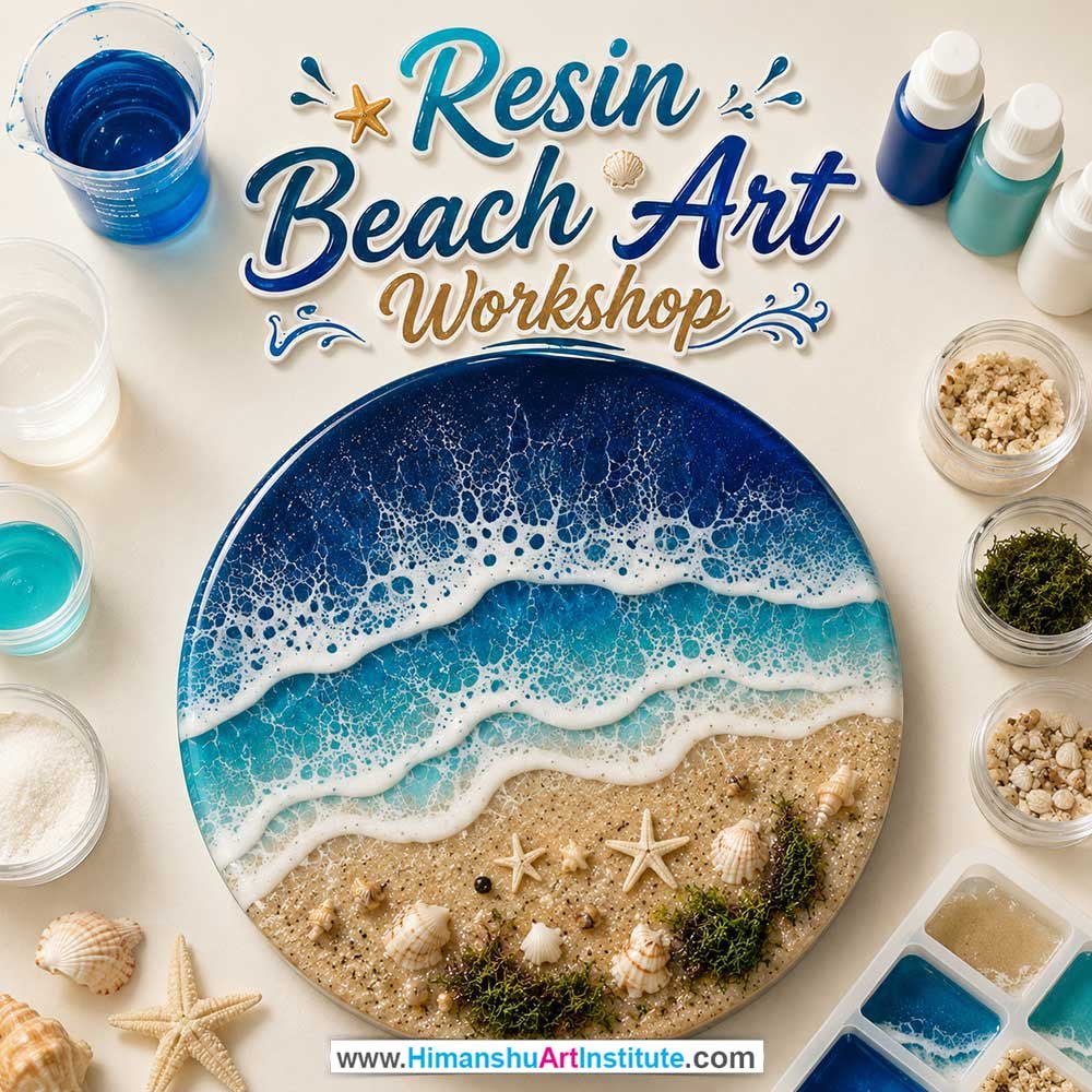 Resin Beach Art Workshop Women in Delhi, Resin Beach Art Workshop for Ladies in Delhi, Resin Beach Art Workshop for Girls in Delhi, Online Resin Beach Art Workshp for Women, Best Art & Craft Workshop for Ladies near Me