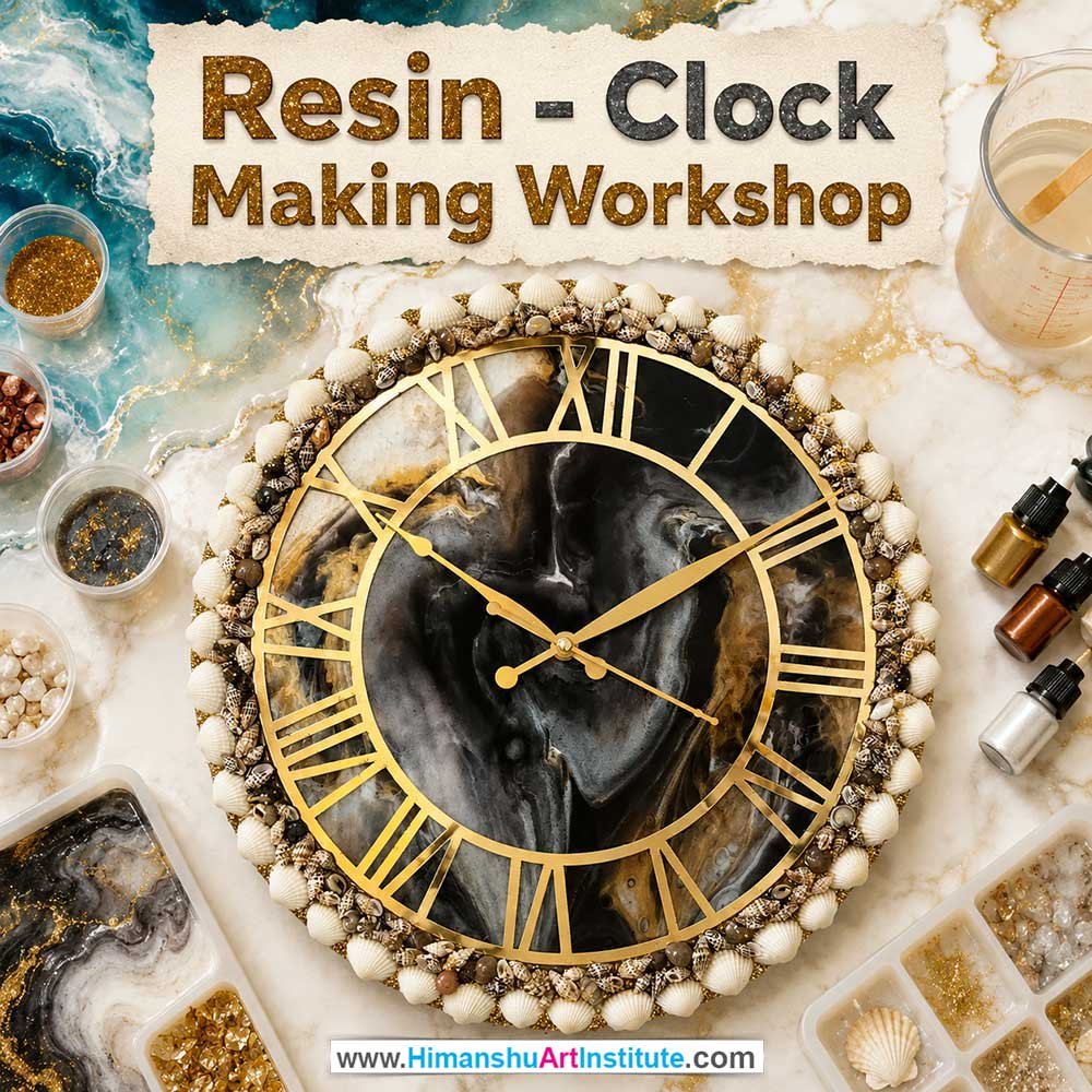 Resin Clock Making Workshop for Women Resin Clock Making Workshop Women in Delhi, Resin Clock Making Workshop for Ladies in Delhi, Resin Clock Making Workshop for Girls in Delhi, Online Resin Clock Making Workshp for Women, Best Art & Craft Workshop for Ladies near Me