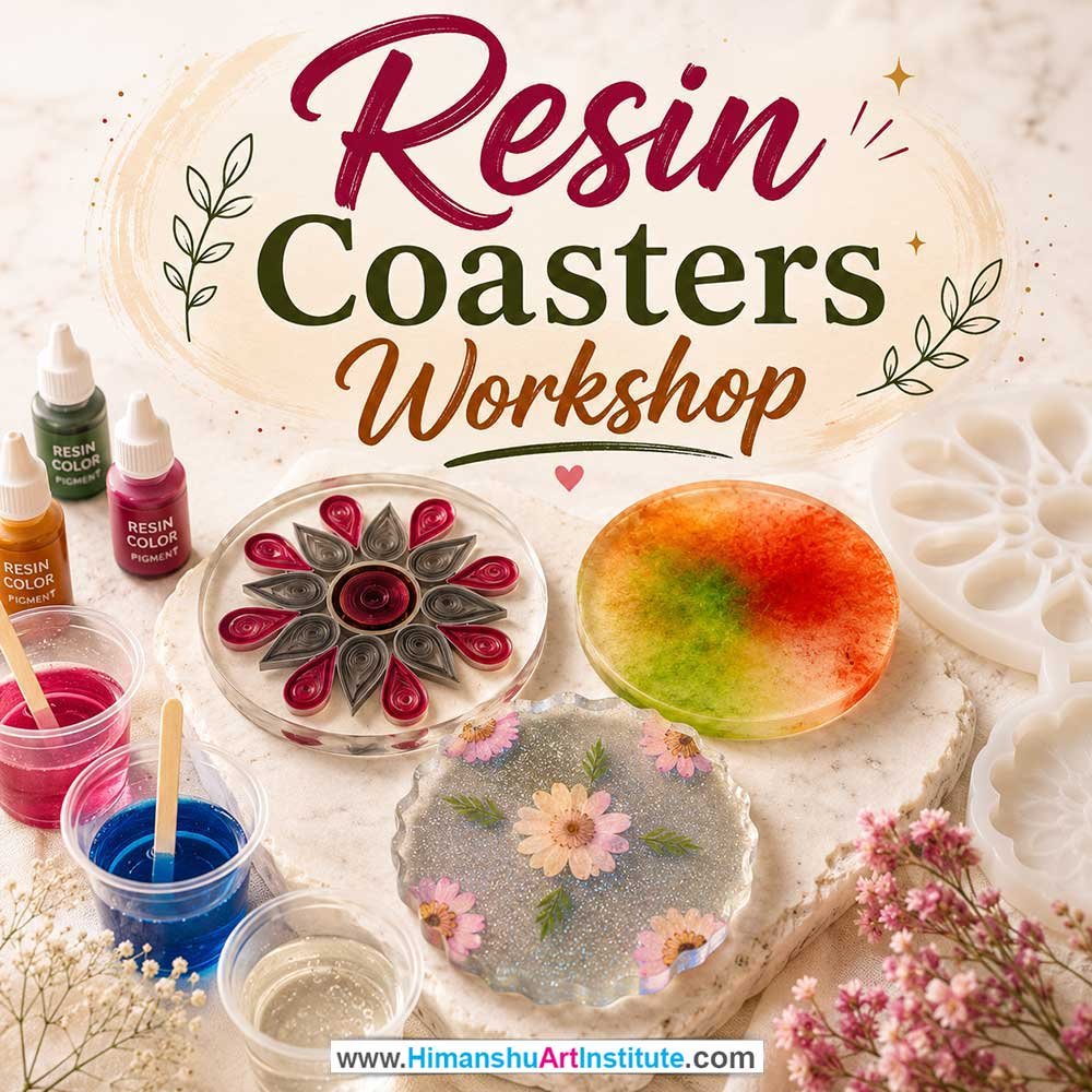 Resin Coasters Workshop for Women Resin Coasters Workshop Women in Delhi, Resin Coasters Workshop for Ladies in Delhi, Resin Coasters Workshop for Girls in Delhi, Online Resin Coasters Workshp for Women, Best Art & Craft Workshop for Ladies near Me