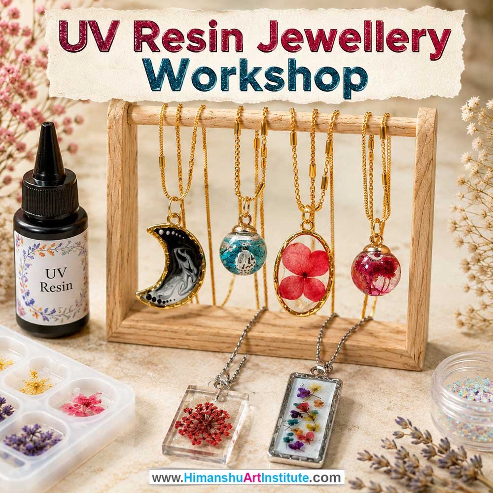 UV Resin Jewellery Workshop for Women UV Resin Jewellery Workshop Women in Delhi, UV Resin Jewellery Workshop for Ladies in Delhi, UV Resin Jewellery Workshop for Girls in Delhi, Online UV Resin Jewellery Workshp for Women, Best Art & Craft Workshop for Ladies near Me