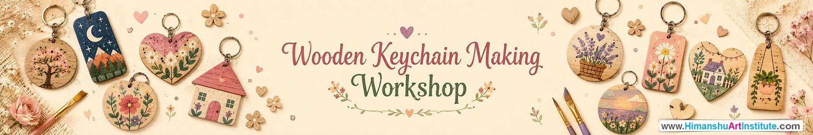 Wooden Keychain Making Workshop for Women, Wooden Keychain Making Workshop for Ladies, Wooden Keychain Making Workshop for Girls in Delhi, Online Wooden Keychain Making Workshop for Women, Wooden Keychain Making Workshop Near Me, Art & Craft Workshop for Women, Himanshu Art Institute