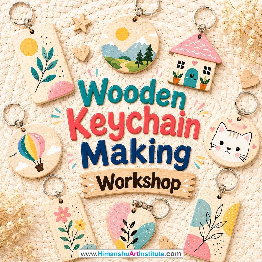 Wooden Keychain Making Workshop for Women Wooden Keychain Making Workshop Women in Delhi, Wooden Keychain Making Workshop for Ladies in Delhi, Wooden Keychain Making Workshop for Girls in Delhi, Online Wooden Keychain Making Workshp for Women, Best Art & Craft Workshop for Ladies near Me