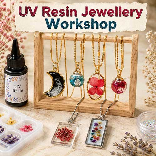 Online UV Resin Jewellery Workshop, UV Resin Jewellery Workshop for Women, UV Resin Jewellery Workshop for Ladies, Art & Craft Workshops for Women, Best UV Resin Jewellery Workshop for Ladies in Delhi, India, Himanshu Art Institute