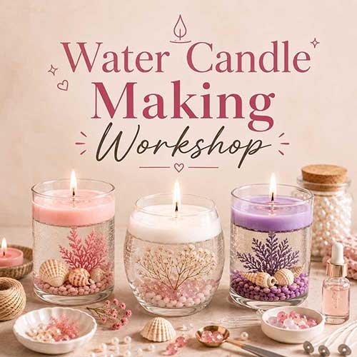 Online Water Candle Making Workshop, Water Candle Making Workshop for Women, Water Candle Making Workshop for Ladies, Art & Craft Workshops for Women, Best Water Candle Making Workshop for Ladies in Delhi, India, Himanshu Art Institute
