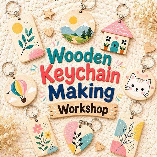 Online Wooden Keychain Making Workshop, Wooden Keychain Making Workshop for Women, Wooden Keychain Making Workshop for Ladies, Art & Craft Workshops for Women, Best Wooden Keychain Making Workshop for Ladies in Delhi, India, Himanshu Art Institute