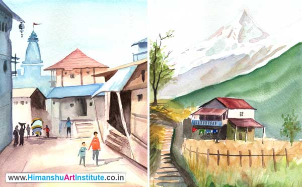 Online Professional Certificate Course in Water Colour Painting, Best Water Color Painting Institute or Classes in Delhi, India